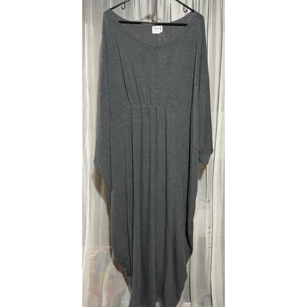 Suzanne Betro Gray Maxi Dress with Slouch Sleeves Size Xl
